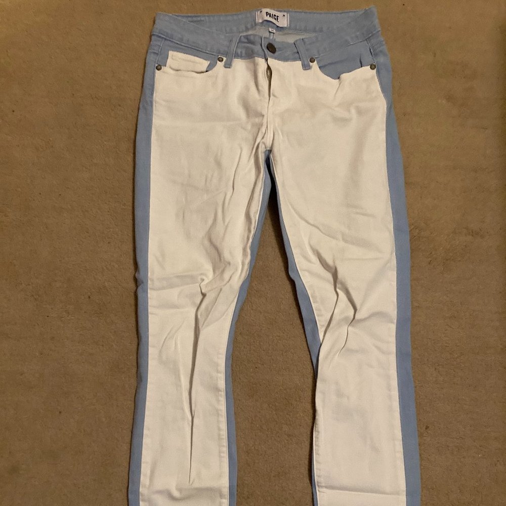 Paige white and blue jeans